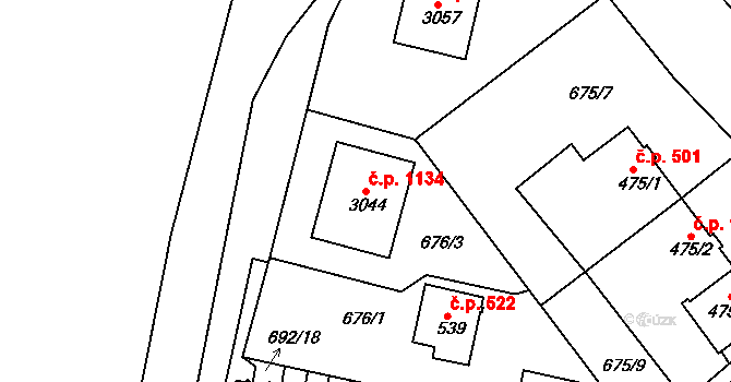 Sezimovo Ústí 1134 na parcele st. 3044 v KÚ Sezimovo Ústí, Katastrální mapa
