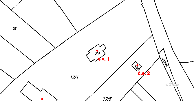Přerov IX-Lýsky 1, Přerov na parcele st. 24 v KÚ Lýsky, Katastrální mapa