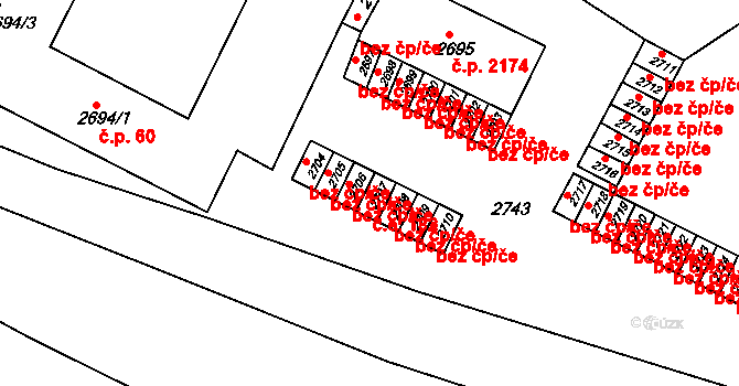 Poruba 182, Ostrava na parcele st. 2707 v KÚ Poruba, Katastrální mapa