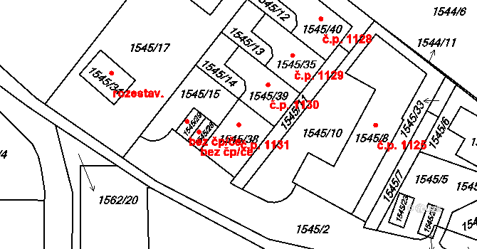 Liberec VI-Rochlice 1131, Liberec na parcele st. 1545/38 v KÚ Rochlice u Liberce, Katastrální mapa