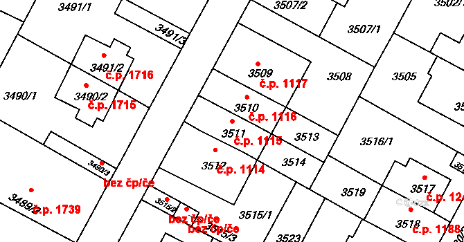 Předměstí 1115, Litoměřice na parcele st. 3511 v KÚ Litoměřice, Katastrální mapa