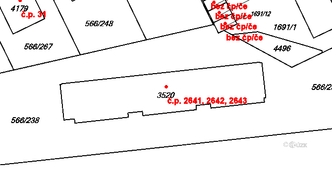 Zábřeh 2641,2642,2643, Ostrava na parcele st. 3520 v KÚ Zábřeh nad Odrou, Katastrální mapa