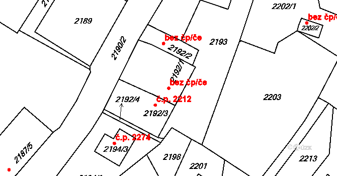 Ostrava 38201470 na parcele st. 2192/1 v KÚ Poruba, Katastrální mapa