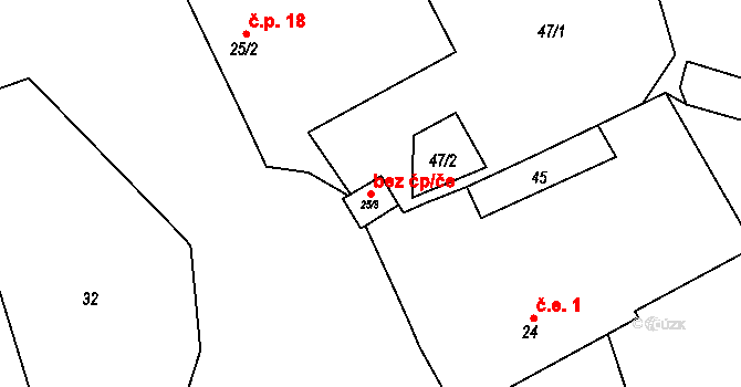 Poběžovice 45242470 na parcele st. 25/3 v KÚ Šitboř, Katastrální mapa
