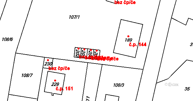 Mezouň 46984470 na parcele st. 205 v KÚ Mezouň, Katastrální mapa