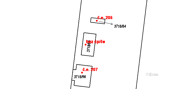 Kunovice 47250470 na parcele st. 3718/65 v KÚ Kunovice u Uherského Hradiště, Katastrální mapa
