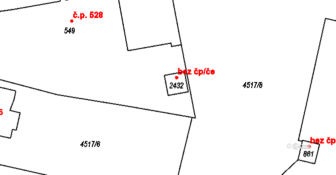Vizovice 49142470 na parcele st. 2432 v KÚ Vizovice, Katastrální mapa