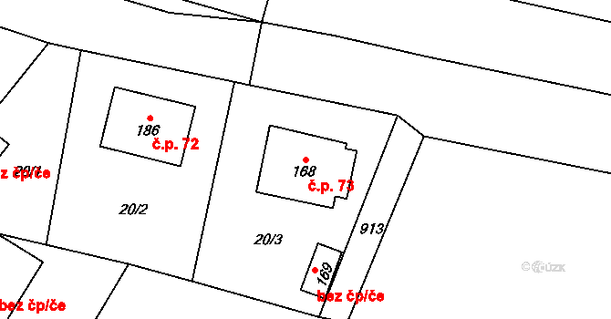 Ochoz 73, Nasavrky na parcele st. 168 v KÚ Ochoz u Nasavrk, Katastrální mapa