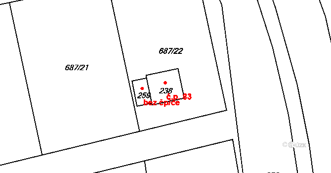Stupice 83, Sibřina na parcele st. 238 v KÚ Stupice, Katastrální mapa