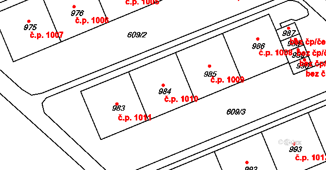 Neratovice 1010 na parcele st. 984 v KÚ Neratovice, Katastrální mapa