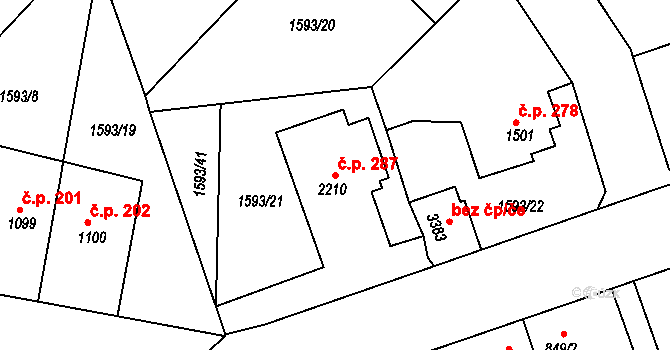 Sušice III 287, Sušice na parcele st. 2210 v KÚ Sušice nad Otavou, Katastrální mapa