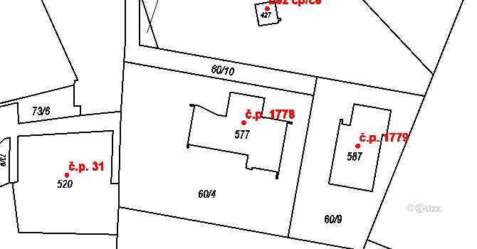 Veselí nad Moravou 1778 na parcele st. 577 v KÚ Veselí nad Moravou, Katastrální mapa