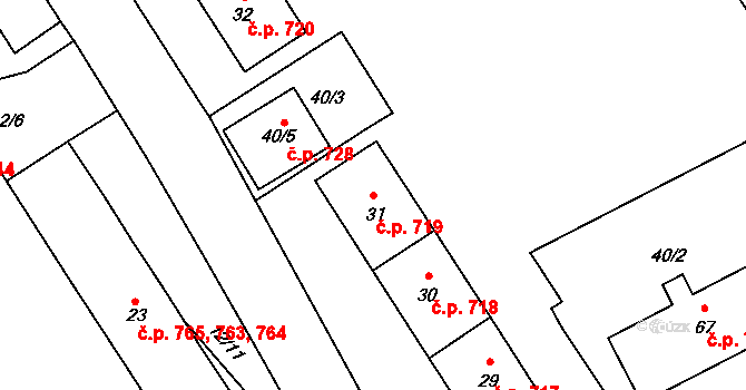 Kopřivnice 719 na parcele st. 31 v KÚ Kopřivnice, Katastrální mapa