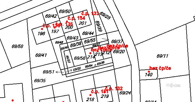 Kosmonosy 87664470 na parcele st. 213 v KÚ Horní Stakory, Katastrální mapa