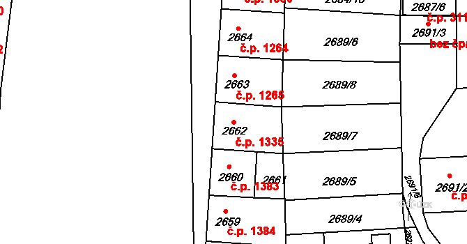 Louny 1335 na parcele st. 2662 v KÚ Louny, Katastrální mapa