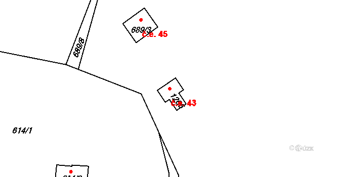 Štěnovice 43 na parcele st. 1206 v KÚ Štěnovice, Katastrální mapa