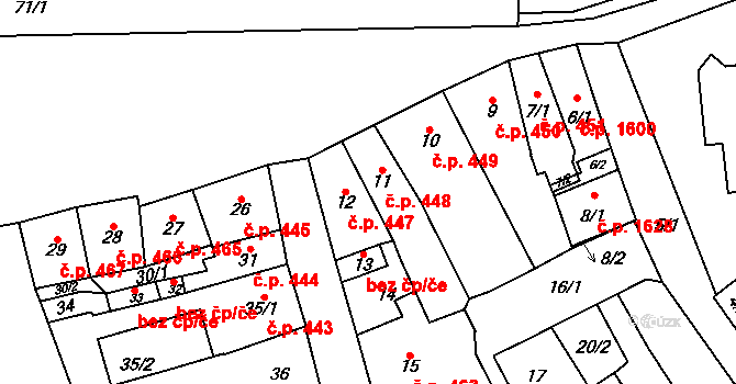 Pohořelice 448 na parcele st. 11 v KÚ Pohořelice nad Jihlavou, Katastrální mapa