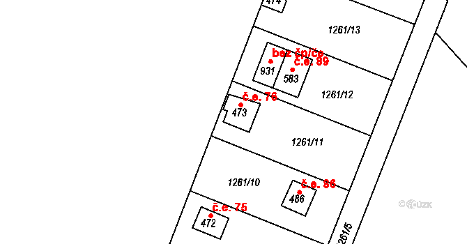Jevišovice 76 na parcele st. 473 v KÚ Jevišovice, Katastrální mapa