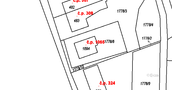Oldřichovice 1065, Třinec na parcele st. 1894 v KÚ Oldřichovice u Třince, Katastrální mapa