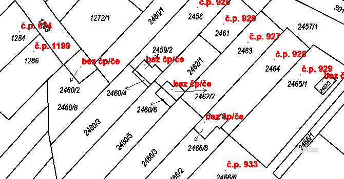 Valtice 120542471 na parcele st. 2462/2 v KÚ Valtice, Katastrální mapa