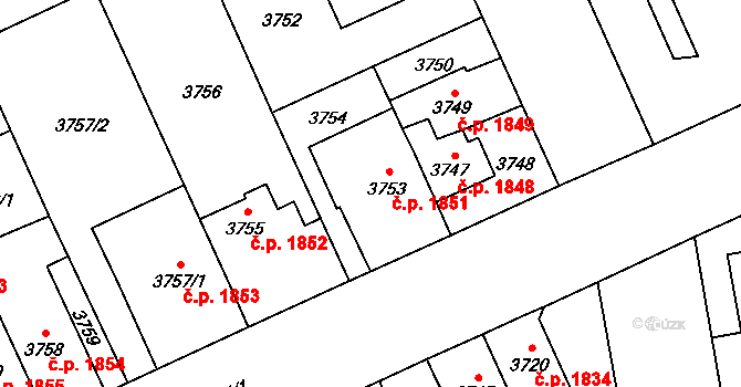 Jihlava 1851 na parcele st. 3753 v KÚ Jihlava, Katastrální mapa