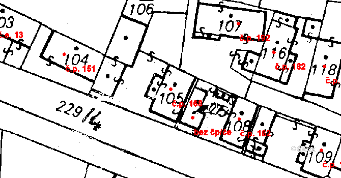 Volduchy 168 na parcele st. 105 v KÚ Volduchy, Katastrální mapa