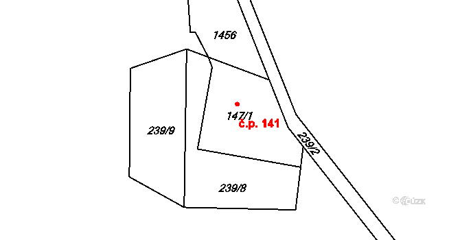 Horní Světlá 141, Mařenice na parcele st. 147/1 v KÚ Horní Světlá pod Luží, Katastrální mapa