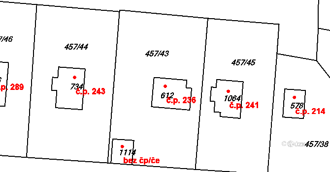 Kamenná 236, Jílové na parcele st. 612 v KÚ Jílové u Děčína, Katastrální mapa