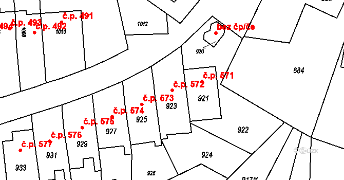 Horní Těrlicko 572, Těrlicko na parcele st. 923 v KÚ Horní Těrlicko, Katastrální mapa