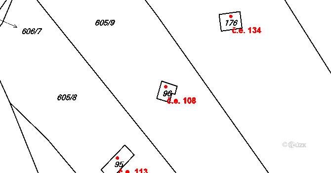 Teletín 108, Krňany na parcele st. 96 v KÚ Teletín, Katastrální mapa