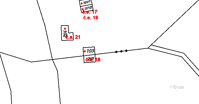 Hatín 13 na parcele st. 205 v KÚ Hatín, Katastrální mapa