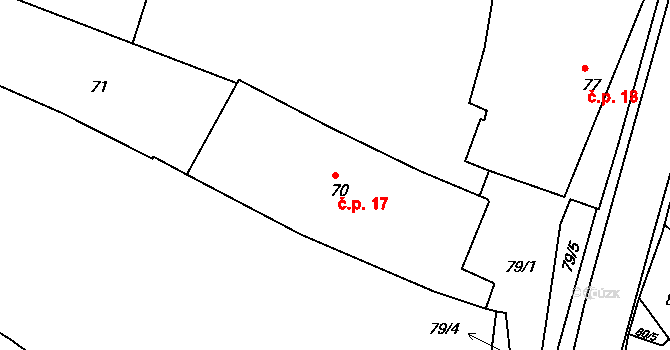 Dačice I 17, Dačice na parcele st. 70 v KÚ Dačice, Katastrální mapa
