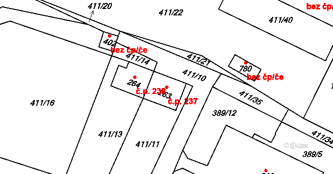 Hostomice 237 na parcele st. 263 v KÚ Hostomice nad Bílinou, Katastrální mapa