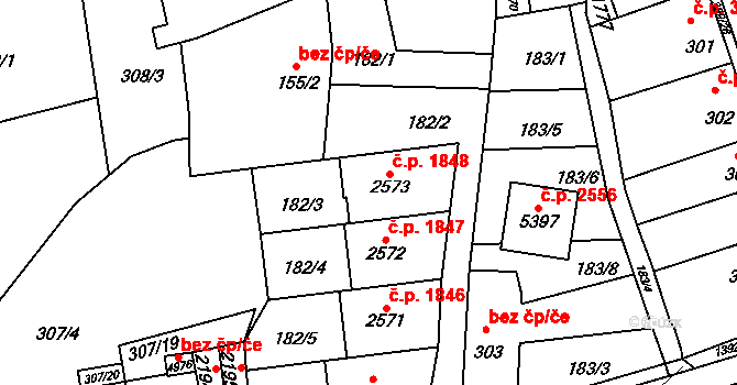 Blansko 1848 na parcele st. 2573 v KÚ Blansko, Katastrální mapa