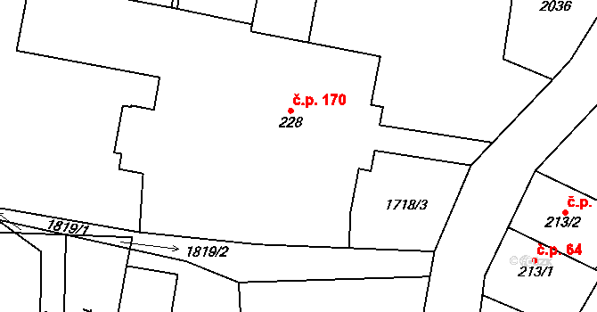 Adolfovice 170, Bělá pod Pradědem na parcele st. 228 v KÚ Adolfovice, Katastrální mapa