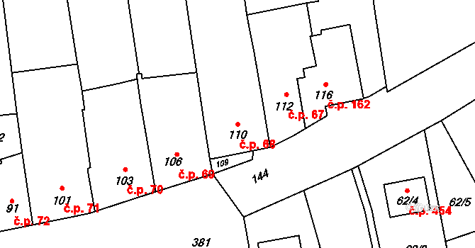 Křelov 68, Křelov-Břuchotín na parcele st. 110 v KÚ Křelov, Katastrální mapa
