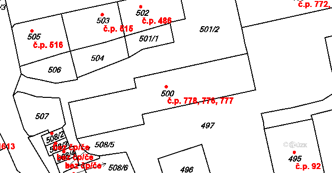 Hořovice 776,777,778 na parcele st. 500 v KÚ Hořovice, Katastrální mapa