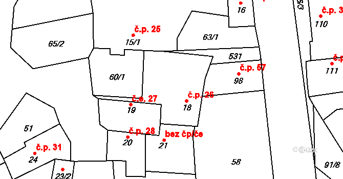 Dřemčice 26, Třebívlice na parcele st. 18 v KÚ Dřemčice, Katastrální mapa