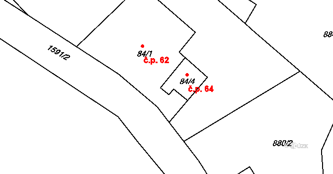 Bítouchov 64, Semily na parcele st. 84/4 v KÚ Bítouchov u Semil, Katastrální mapa