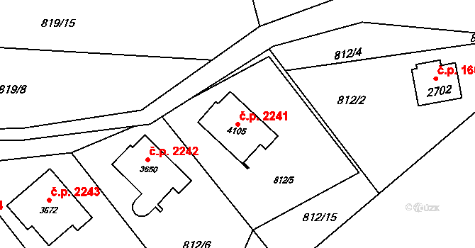 Rožnov pod Radhoštěm 2241 na parcele st. 4105 v KÚ Rožnov pod Radhoštěm, Katastrální mapa