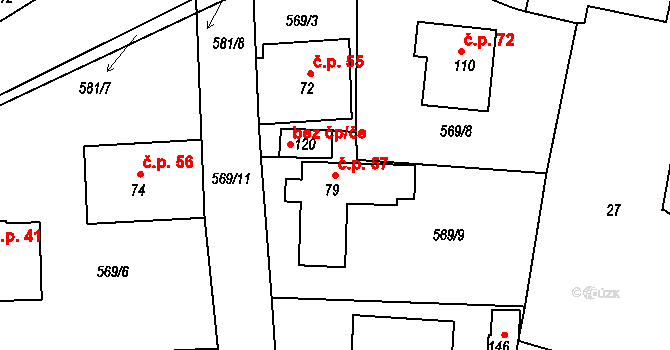 Bubovice 57, Volenice na parcele st. 79 v KÚ Bubovice u Březnice, Katastrální mapa