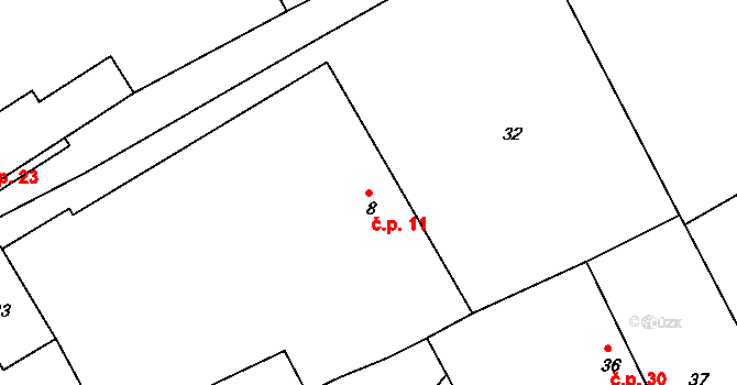 Bežerovice 11, Sudoměřice u Bechyně na parcele st. 8 v KÚ Bežerovice, Katastrální mapa