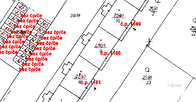 Poděbrady III 1150, Poděbrady na parcele st. 2591/9 v KÚ Poděbrady, Katastrální mapa