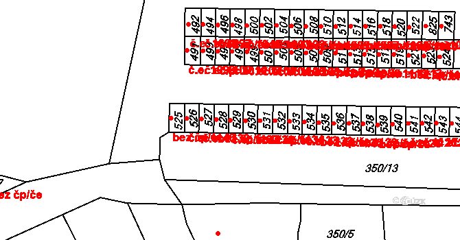 Černčice 1137 na parcele st. 529 v KÚ Černčice u Loun, Katastrální mapa
