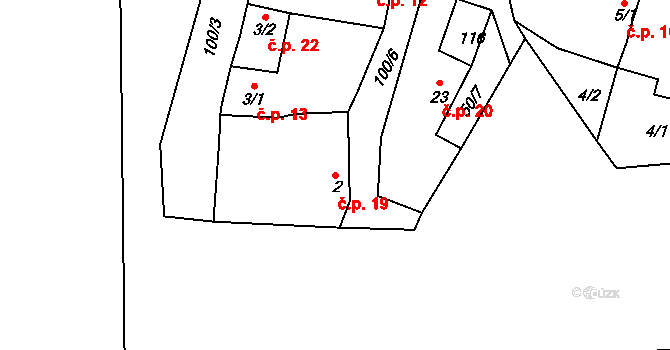 Kystra 19, Slavětín na parcele st. 2 v KÚ Kystra, Katastrální mapa
