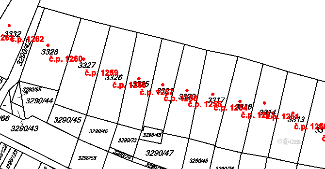 Frýdek 1256, Frýdek-Místek na parcele st. 3321 v KÚ Frýdek, Katastrální mapa