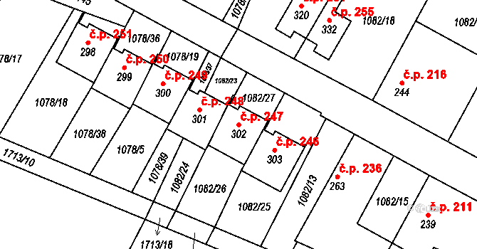 Čečelice 247 na parcele st. 302 v KÚ Čečelice, Katastrální mapa