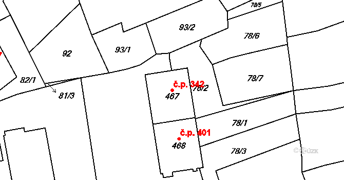 Lázně Kynžvart 342 na parcele st. 467 v KÚ Lázně Kynžvart, Katastrální mapa
