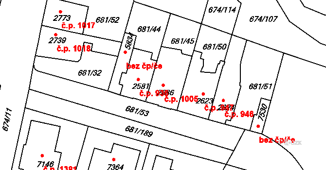 Kolín V 1005, Kolín na parcele st. 2686 v KÚ Kolín, Katastrální mapa