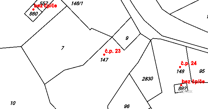 Janovice nad Úhlavou 23 na parcele st. 147 v KÚ Janovice nad Úhlavou, Katastrální mapa